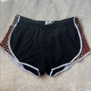 Soffe Black and Leopard Print Athletic Shorts